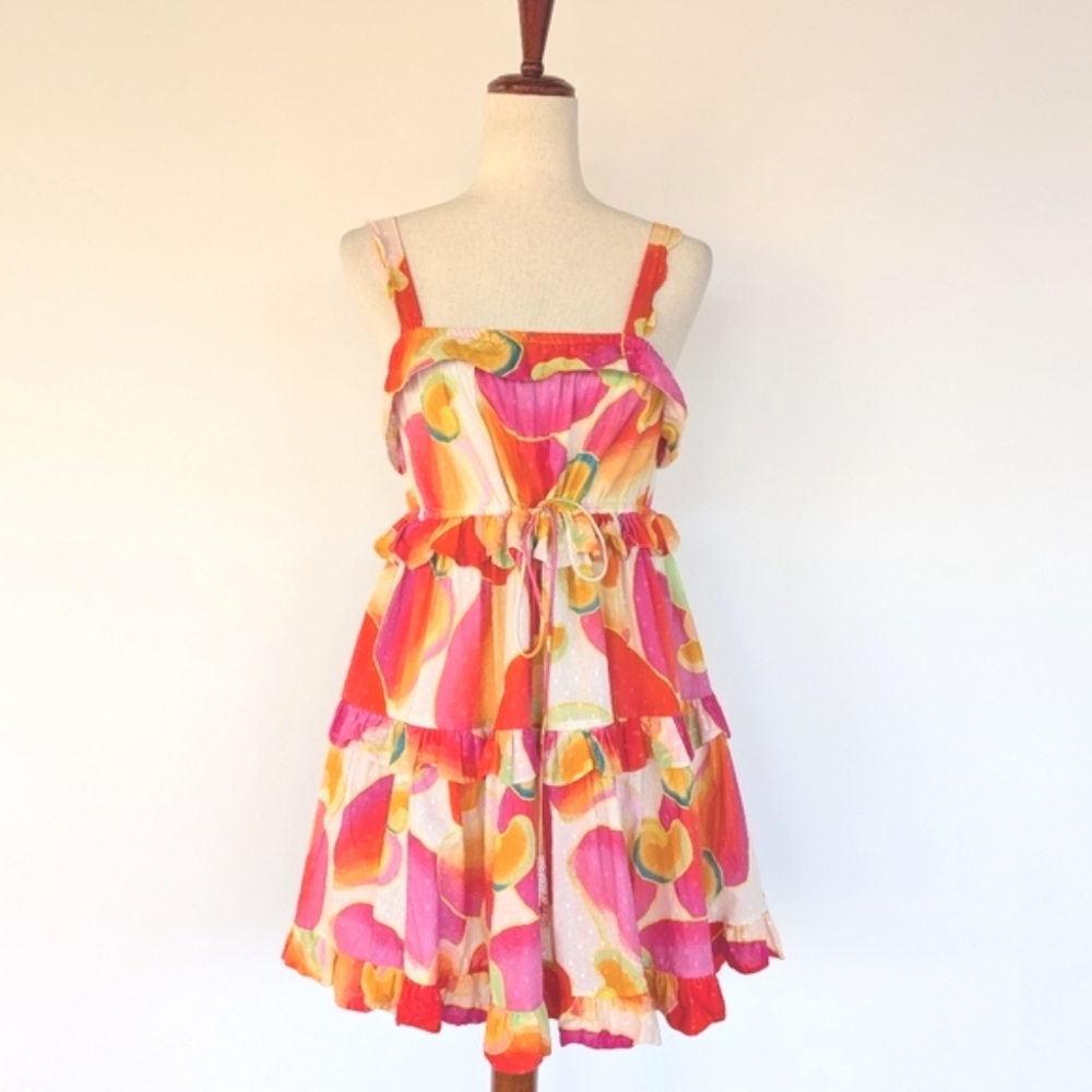 Farm Rio Floral Print Cotton Mini Dress‎ Size Medium